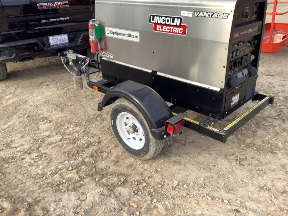 2019 Lincoln Electric Vantage 322 Welder Ready-Pak 3, Two wheel trailer, Fender and Light kit, Cable Rack