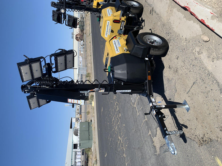 2021 Allmand NLV3GR (4) LED Light Fixture 350W, 23' Vertical Mast, 3kW Prime, Towable, Deep Sea L401, Leveling Jacks, Yanmar T4F 5.8hp