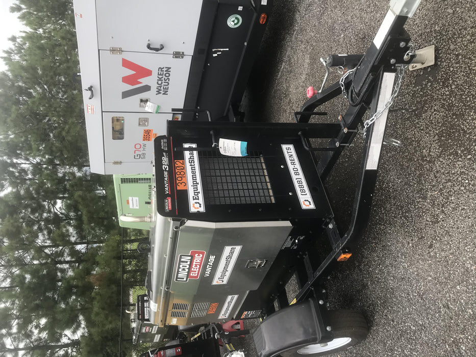 2019 Lincoln Electric Vantage 322 Welder Ready-Pak 3, Two wheel trailer, Fender and Light kit, Cable Rack