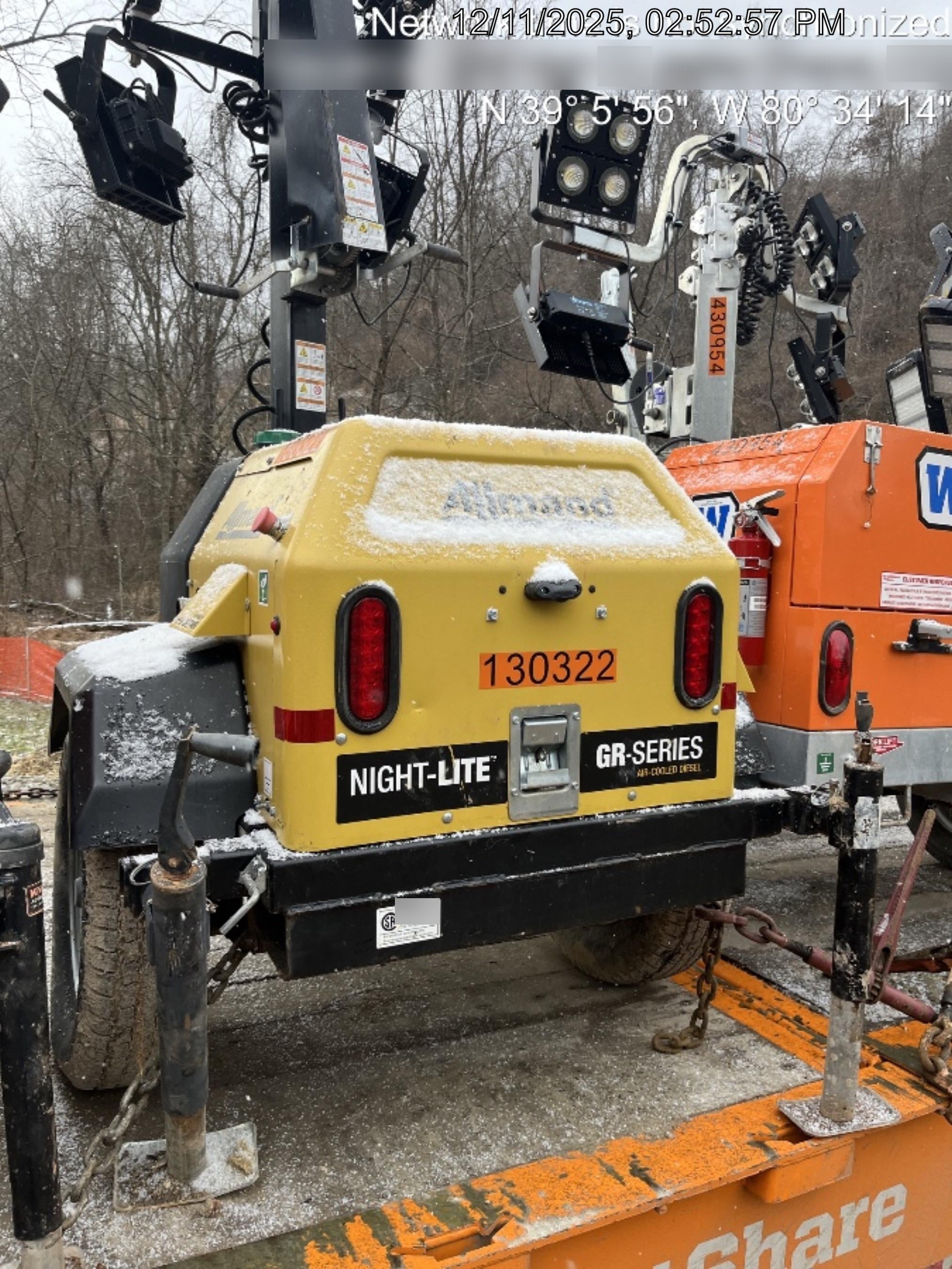 2021 Allmand NLV3GR (4) LED Light Fixture 350W, 23' Vertical Mast, 3kW Prime, Towable, Deep Sea L401, Leveling Jacks, Yanmar T4F 5.8hp