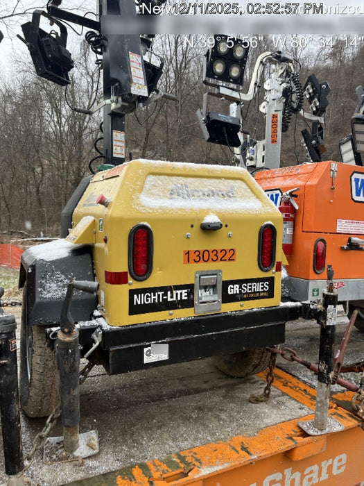 2021 Allmand NLV3GR (4) LED Light Fixture 350W, 23' Vertical Mast, 3kW Prime, Towable, Deep Sea L401, Leveling Jacks, Yanmar T4F 5.8hp