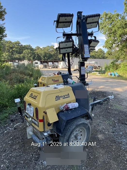 Allmand NLV3GR (4) LED Light Fixture 350W, 23' Vertical Mast, 3kW Prime, Towable, Deep Sea L401, Leveling Jacks, Yanmar T4F 5.8hp