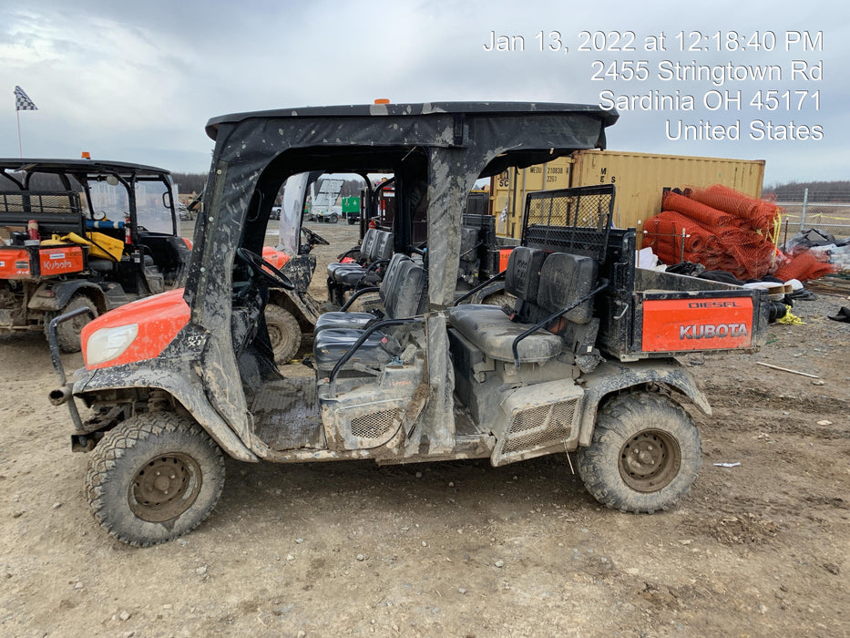 Kubota RTV-X1140W-H 4wd Utility Cart, LED Strobe, Windshield Tempered Glass, Pastic Canopy, Wire Harness Kit, Backup Alarm