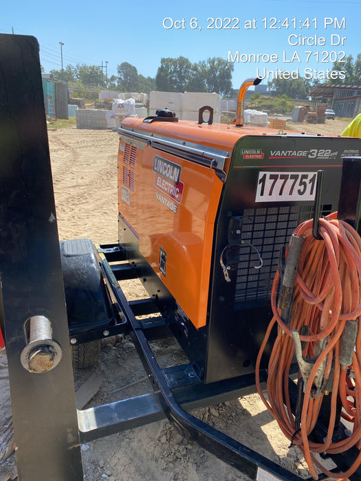 2021 Lincoln Electric Vantage 322 Vantage 322 Ready Pak 3 w/ Decals, ORANGE (includes trailer, cable rack, fender light kit) NO Telematics