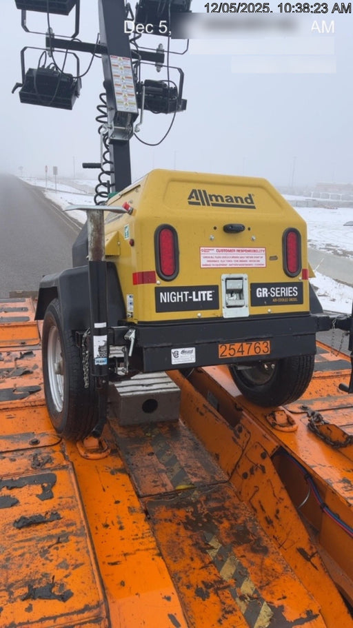 2022 Allmand NLV3GR (4) LED Light Fixture 350W, 23' Vertical Mast, 3kW Prime, Towable, ES Decals, T3