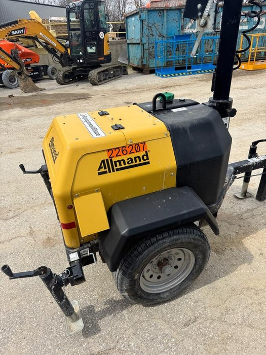 2022 Allmand NLV3GR (4) LED Light Fixture 350W, 23' Vertical Mast, 3kW Prime, Towable, Deep Sea L401, Leveling Jacks, Yanmar T4F 5.8hp