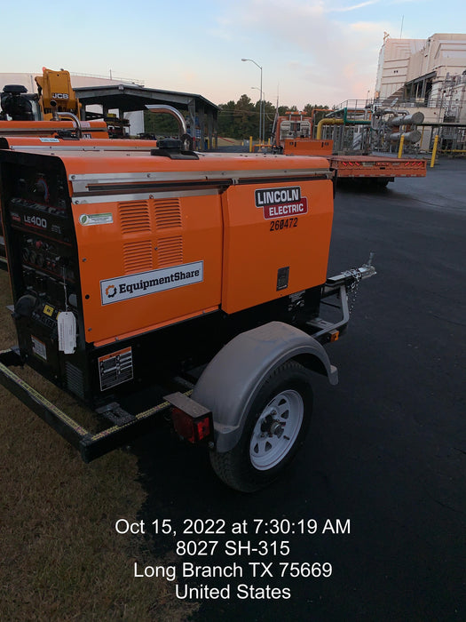 2022 Lincoln Electric LE400 Kubota V1505, Trlr, Cable Rack, Light Kit, ES Decals, T3