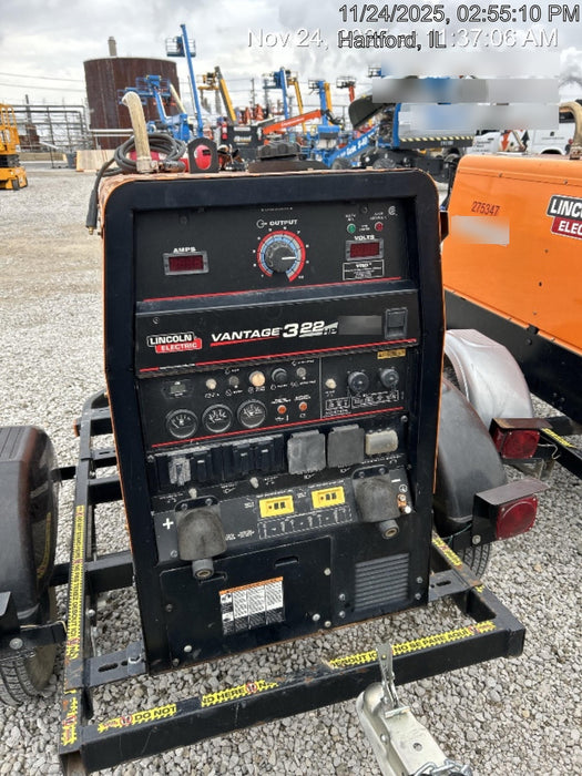 2021 Lincoln Electric Vantage 322 Vantage 322 Ready Pak 3 w/ Decals, ORANGE (includes trailer, cable rack, fender light kit) NO Telematics