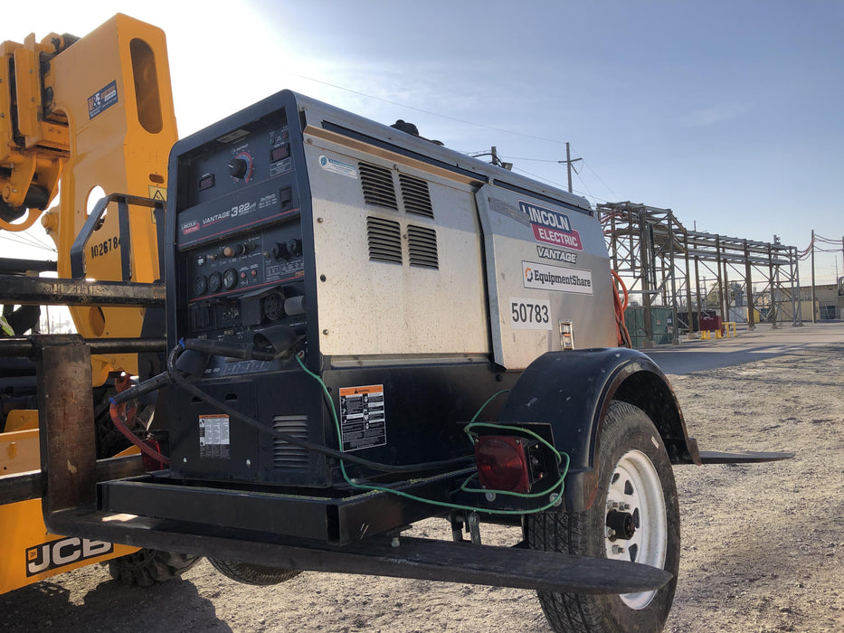2019 Lincoln Electric Vantage 322 Welder Ready-Pak 3, Two wheel trailer, Fender and Light kit, Cable Rack