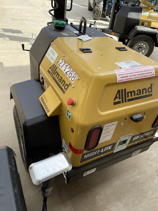 2022 Allmand NLV3GR (4) LED Light Fixture 350W, 23' Vertical Mast, 3kW Prime, Towable, ES Decals, T3