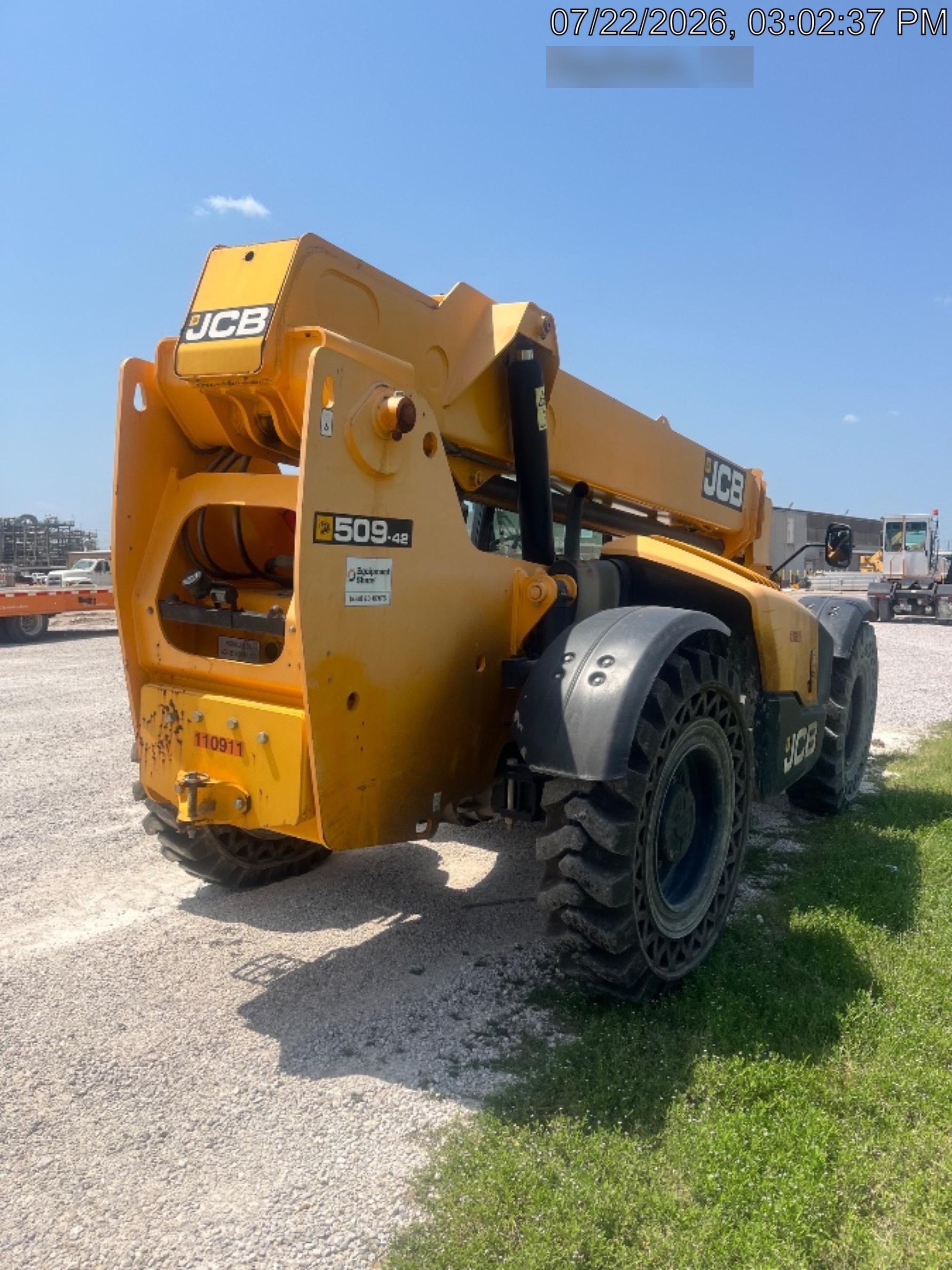 2020 JCB 509-42 Cab/Heat/Air, Solid Tires, Work Lights, Beacon, Aux Hydraulics, Back up Alarm, Lifting Eye, ES Decals