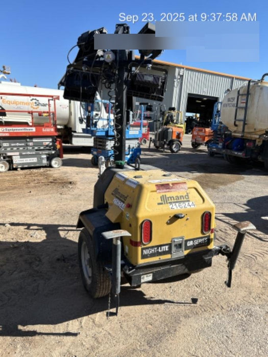 2022 Allmand NLV3GR (4) LED Light Fixture 350W, 23' Vertical Mast, 3kW Prime, Towable, Deep Sea L401, Leveling Jacks, Yanmar T4F 5.8hp