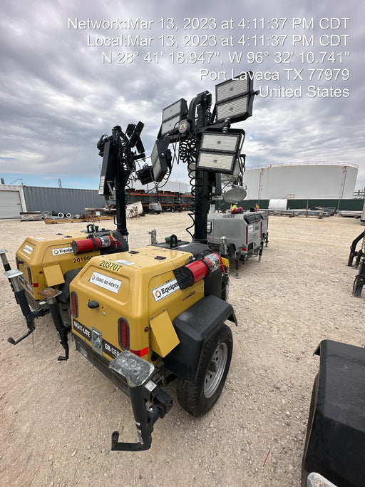 2022 Allmand NLV3GR (4) LED Light Fixture 350W, 23' Vertical Mast, 3kW Prime, Towable, Deep Sea L401, Leveling Jacks, Yanmar T4F 5.8hp