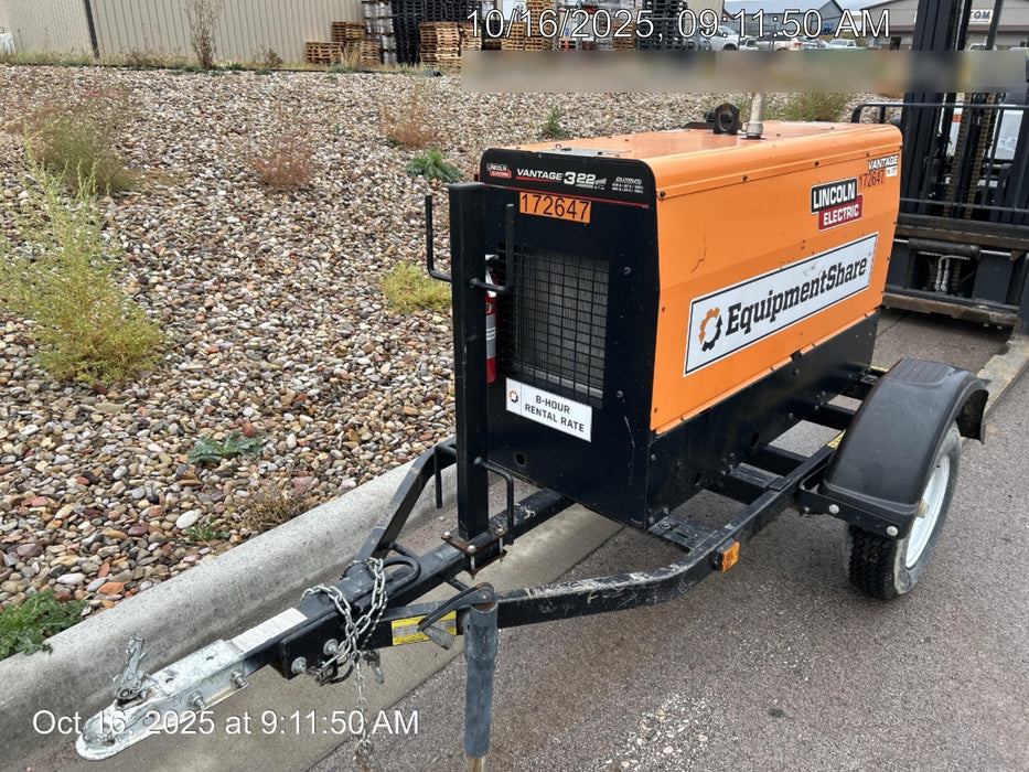 2021 Lincoln Electric Vantage 322 Vantage 322 Ready Pak 3 w/ Decals, ORANGE (includes trailer, cable rack, fender light kit) NO Telematics