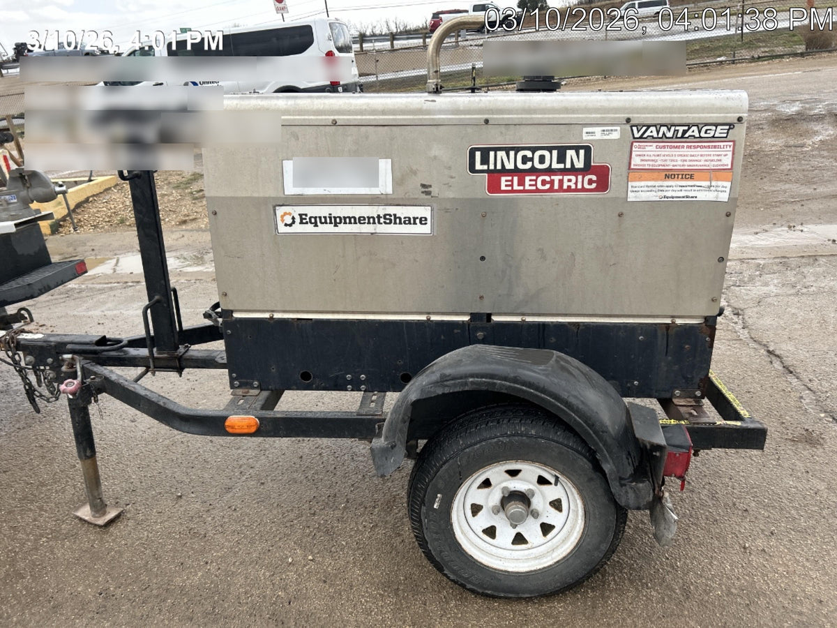 2019 Lincoln Electric Vantage 322 Ready-Pak 3, Two Wheel Trailer, Fender and Light Kit, Cable Rack