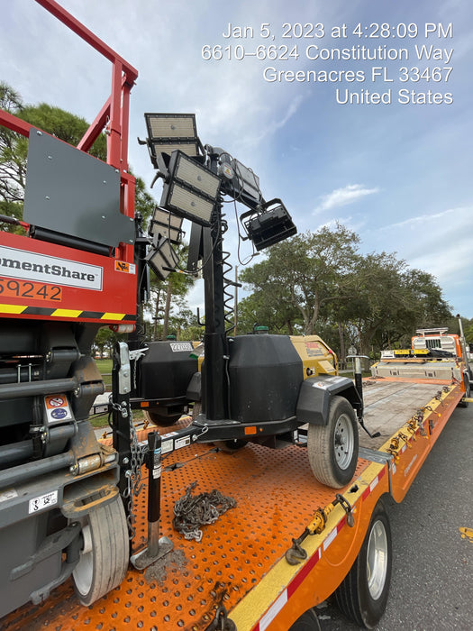 2022 Allmand NLV3GR (4) LED Light Fixture 350W, 23' Vertical Mast, 3kW Prime, Towable, ES Decals, T3