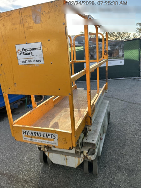 Custom Equipment HB-1430 <ul>
 <li>Hy-Brid Scissor Lift</li>
  <li>Platform capacity up to 670 lbs.</li>
  <li>Working height up to 20 ft</li>
  <li>Weighs under 1,700 lbs.</li>
  <li>Non-marking wheels </li>
</ul>