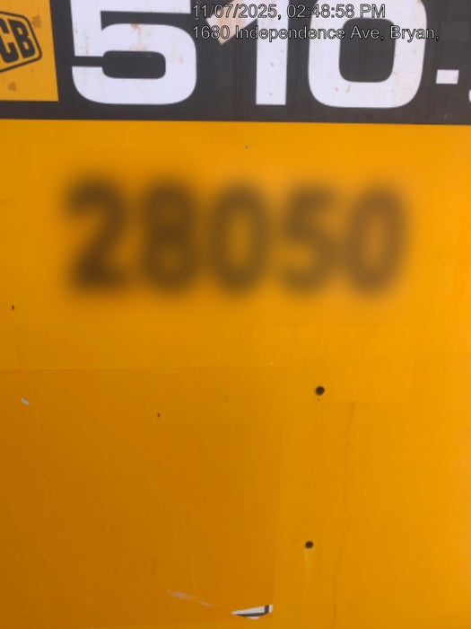 2019 JCB 510-56 Open ROPS, 74 HP, Solid Tires, Worklights, Beacon, Aux Hydraulics, Lifting Eye 60" Carriage/60" Forks