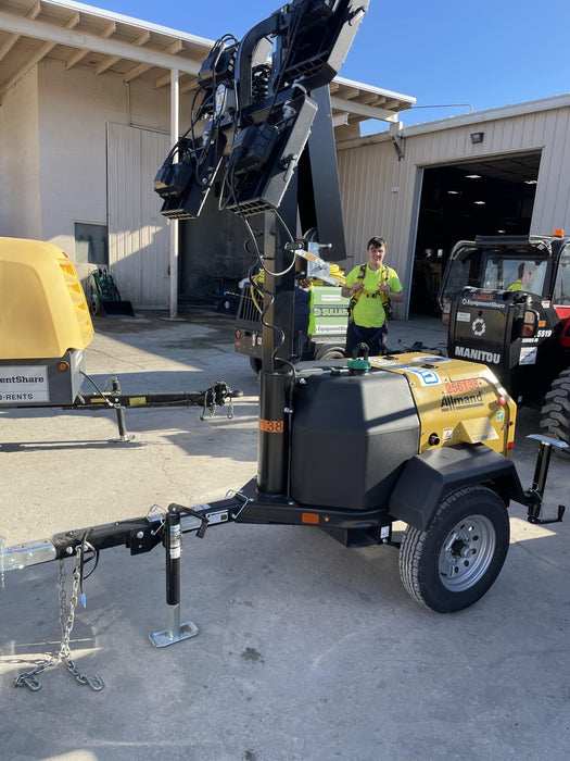 2022 Allmand NLV3GR (4) LED Light Fixture 350W, 23' Vertical Mast, 3kW Prime, Towable, ES Decals, T3