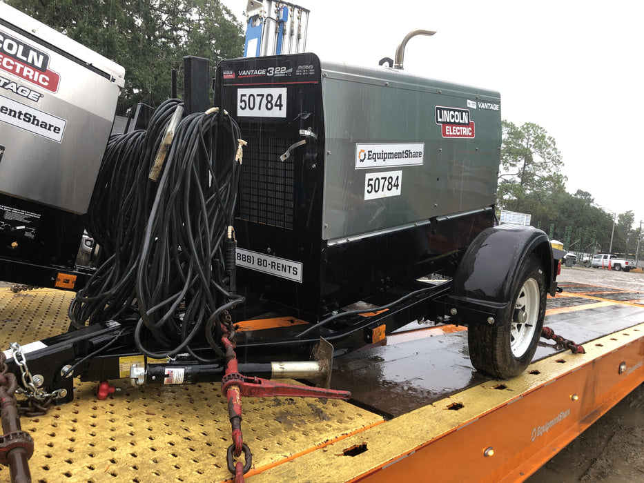 2019 Lincoln Electric Vantage 322 Welder Ready-Pak 3, Two wheel trailer, Fender and Light kit, Cable Rack