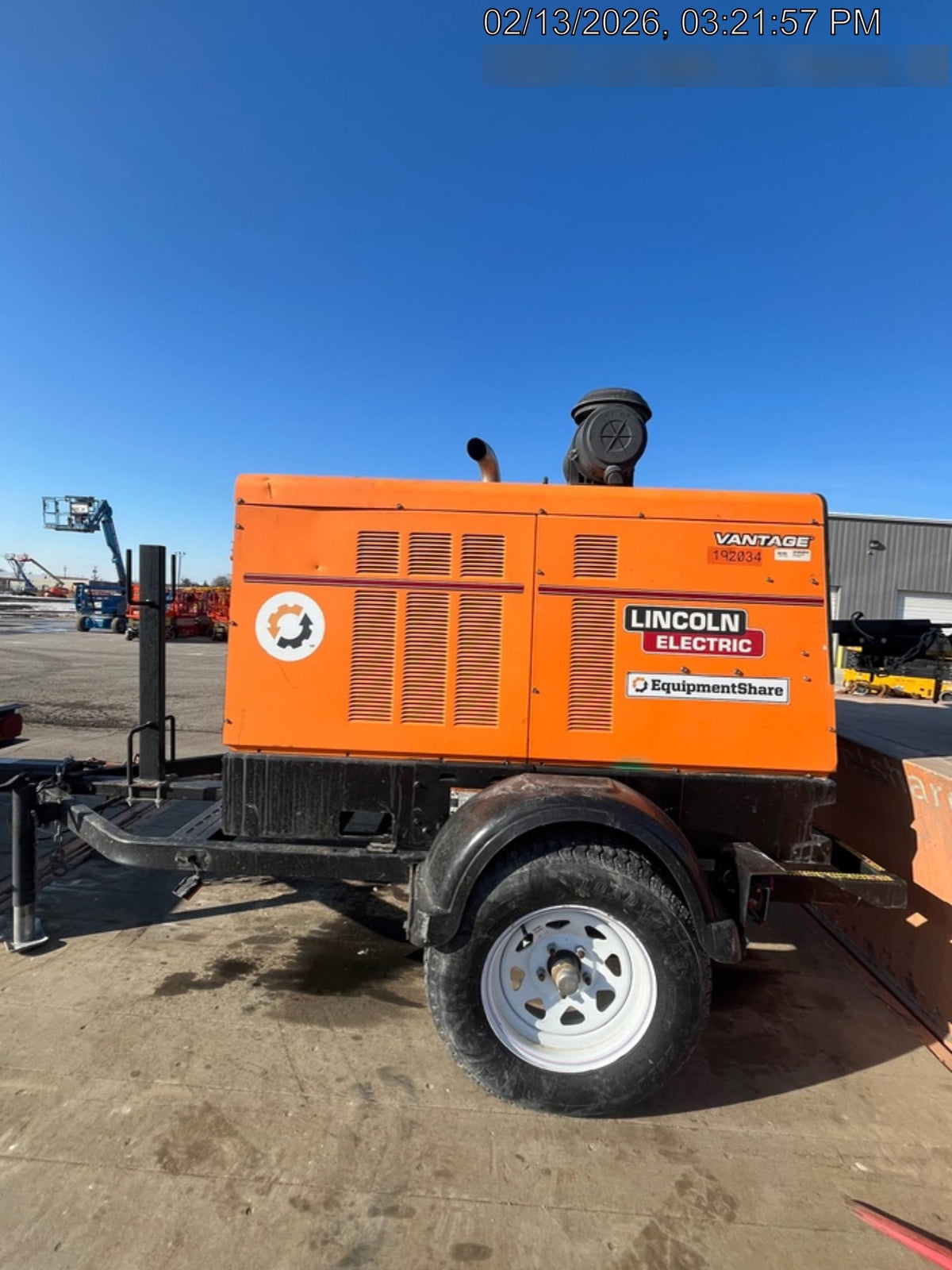 2021 Lincoln Electric Vantage 549X Ready Pak 3, ORANGE (includes trailer, cable rack, fender light kit)