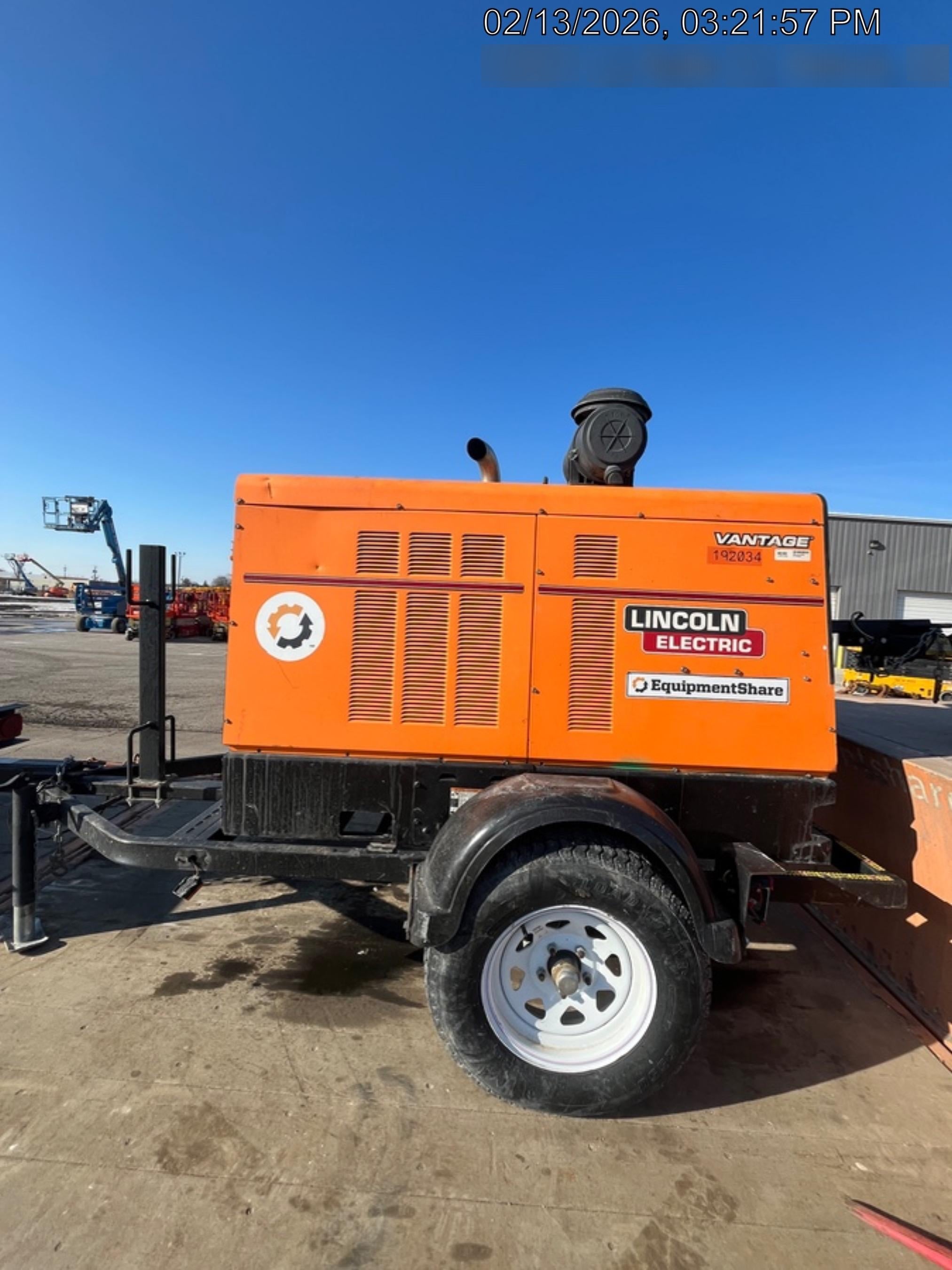 2021 Lincoln Electric Vantage 549X Ready Pak 3, ORANGE (includes trailer, cable rack, fender light kit)