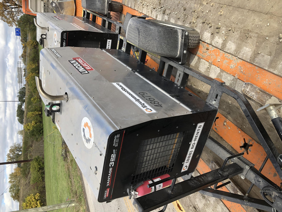 2019 Lincoln Electric Vantage 322 Ready-Pak 3, Two Wheel Trailer, Fender and Light Kit, Cable Rack