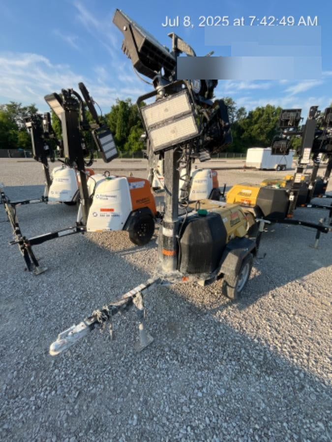 2022 Allmand NLV3GR (4) LED Light Fixture 350W, 23' Vertical Mast, 3kW Prime, Towable, Deep Sea L401, Leveling Jacks, Yanmar T4F 5.8hp