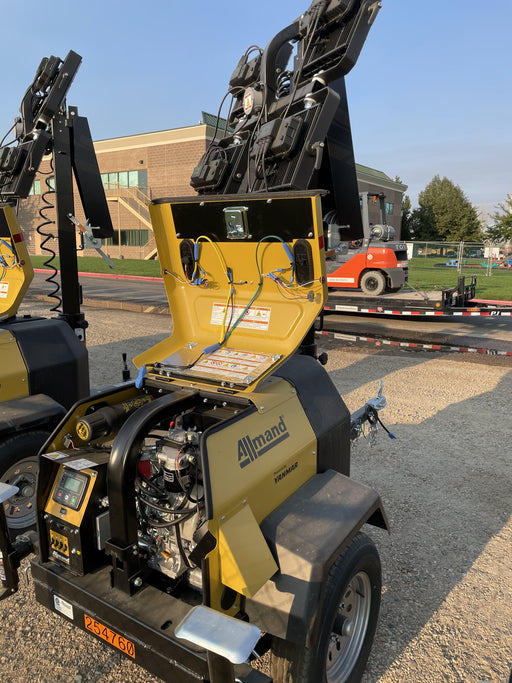 2022 Allmand NLV3GR (4) LED Light Fixture 350W, 23' Vertical Mast, 3kW Prime, Towable, ES Decals, T3