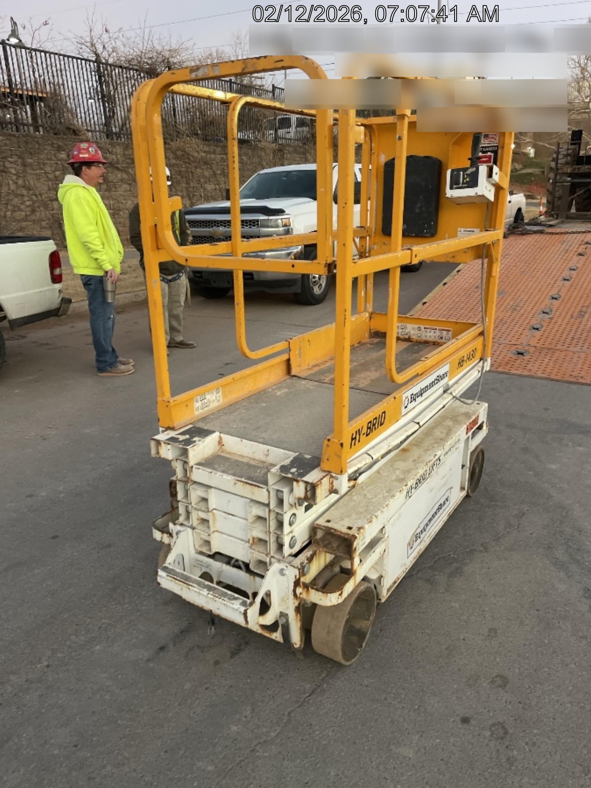 Custom Equipment HB-1430 <ul>
 <li>Hy-Brid Scissor Lift</li>
  <li>Platform capacity up to 670 lbs.</li>
  <li>Working height up to 20 ft</li>
  <li>Weighs under 1,700 lbs.</li>
  <li>Non-marking wheels </li>
</ul>