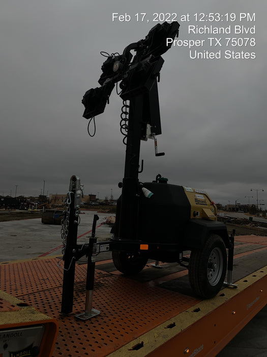 2022 Allmand NLV3GR (4) LED Light Fixture 350W, 23' Vertical Mast, 3kW Prime, Towable, Deep Sea L401, Leveling Jacks, Yanmar T4F 5.8hp