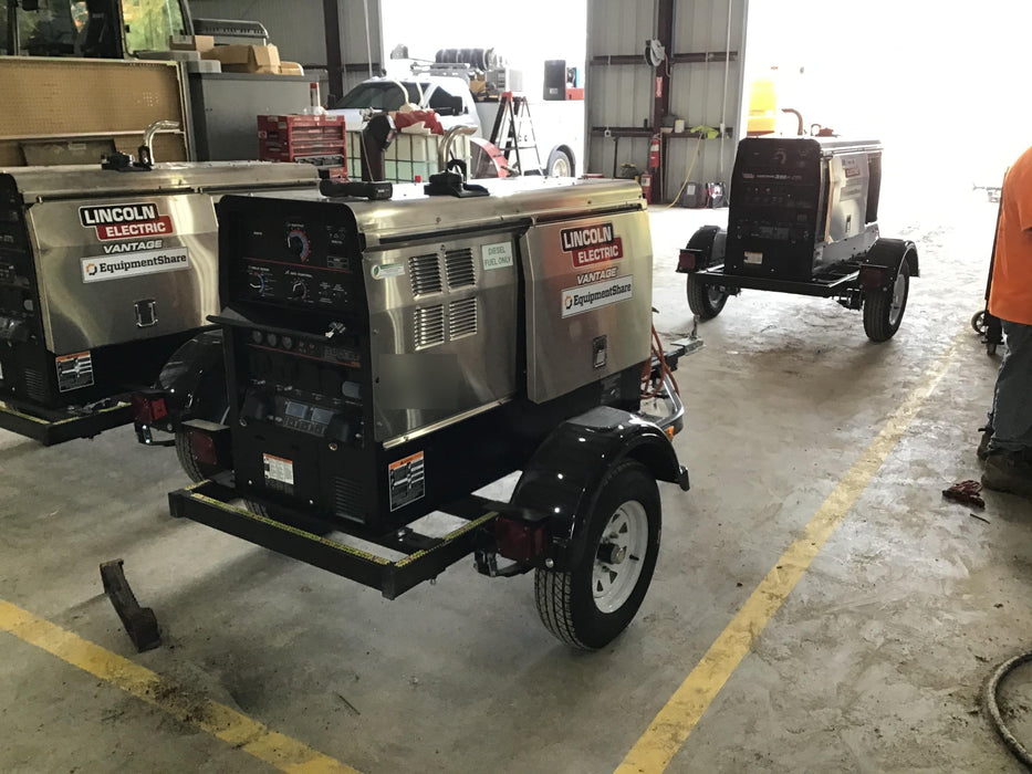 2019 Lincoln Electric Vantage 322 Ready-Pak 3, Two Wheel Trailer, Fender and Light Kit, Cable Rack