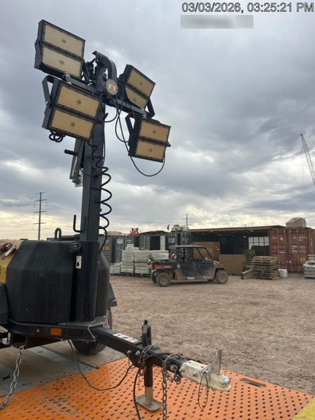 2022 Allmand NLV3GR (4) LED Light Fixture 350W, 23' Vertical Mast, 3kW Prime, Towable, Deep Sea L401, Leveling Jacks, Yanmar T4F 5.8hp