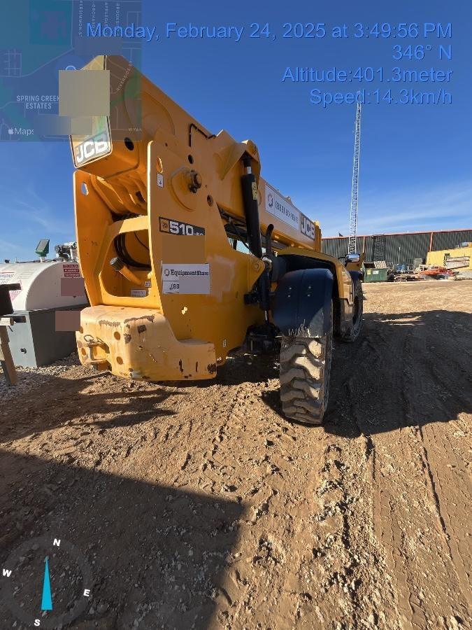 2019 JCB 510-56 Open ROPS, 74 HP, Solid Tires, Worklights, Beacon, Aux Hydraulics, Lifting Eye, 60" Carriage/60" Forks