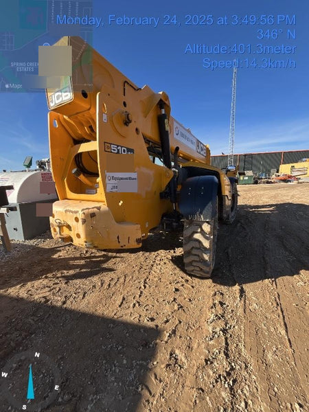 2019 JCB 510-56 Open ROPS, 74 HP, Solid Tires, Worklights, Beacon, Aux Hydraulics, Lifting Eye, 60" Carriage/60" Forks