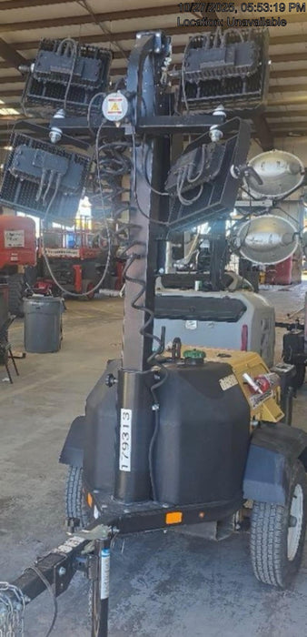 Allmand NLV3GR (4) LED Light Fixture 350W, 23' Vertical Mast, 3kW Prime, Towable, Deep Sea L401, Leveling Jacks, Yanmar T4F 5.8hp