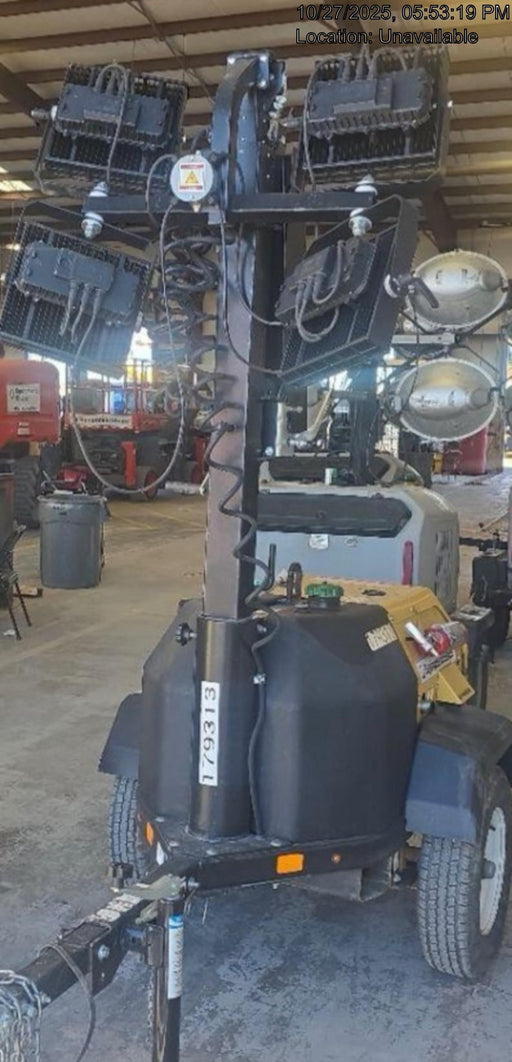 Allmand NLV3GR (4) LED Light Fixture 350W, 23' Vertical Mast, 3kW Prime, Towable, Deep Sea L401, Leveling Jacks, Yanmar T4F 5.8hp