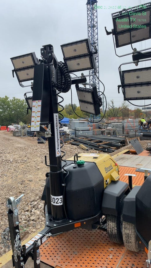 2022 Allmand NLV3GR (4) LED Light Fixture 350W, 23' Vertical Mast, 3kW Prime, Towable, ES Decals, T3