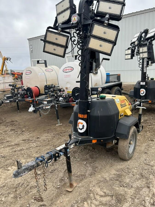 2022 Allmand NLV3GR (4) LED Light Fixture 350W, 23' Vertical Mast, 3kW Prime, Towable, Deep Sea L401, Leveling Jacks, Yanmar T4F 5.8hp