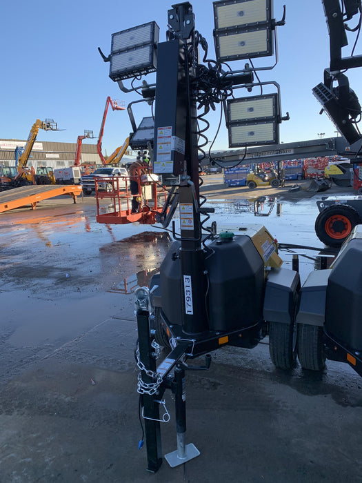 Allmand NLV3GR (4) LED Light Fixture 350W, 23' Vertical Mast, 3kW Prime, Towable, Deep Sea L401, Leveling Jacks, Yanmar T4F 5.8hp