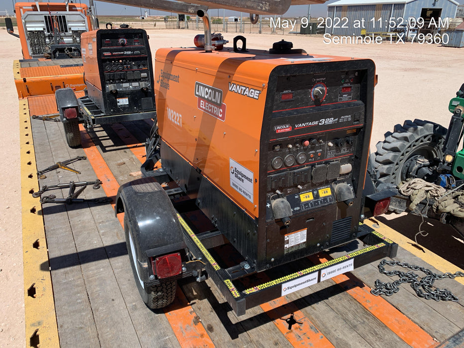 2021 Lincoln Electric Vantage 322 Vantage 322 Ready Pak 3 w/ Decals, ORANGE (includes trailer, cable rack, fender light kit) NO Telematics