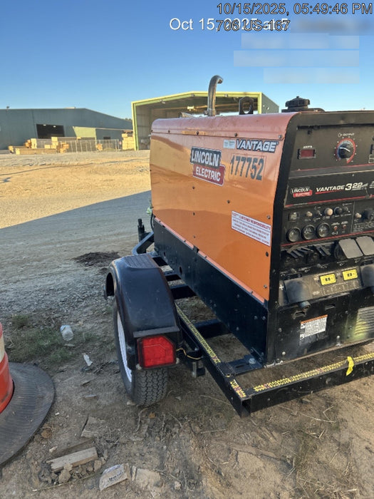 2021 Lincoln Electric Vantage 322 Vantage 322 Ready Pak 3 w/ Decals, ORANGE (includes trailer, cable rack, fender light kit) NO Telematics