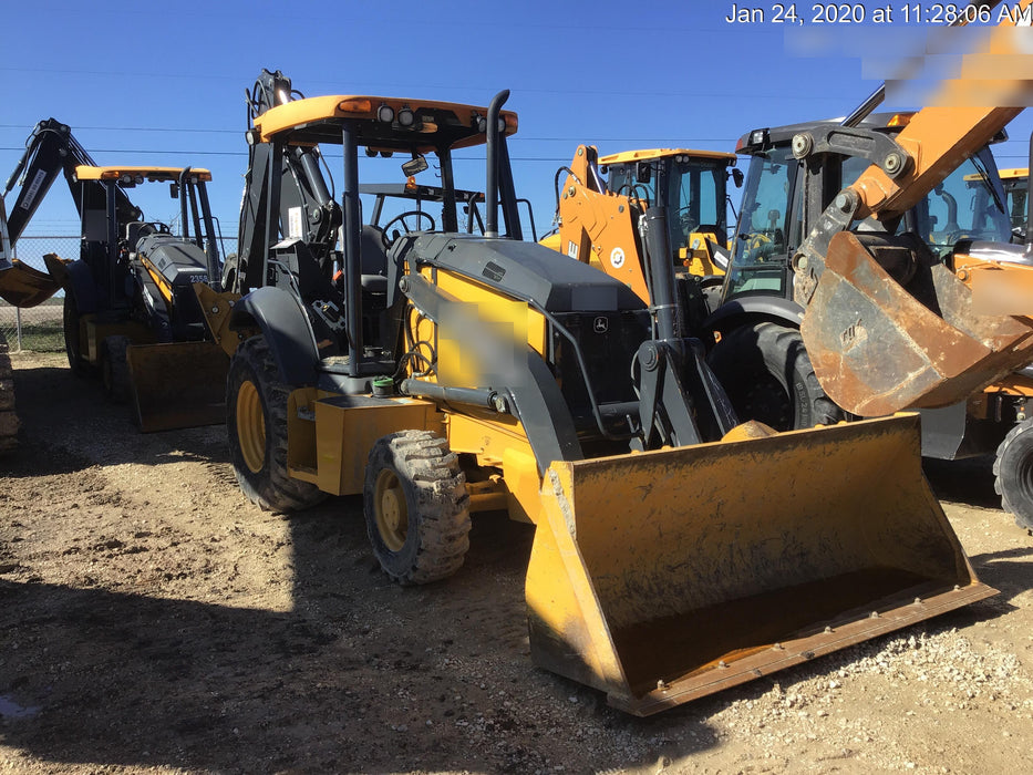 2019 John Deere 310LEP 4WD, Canopy, Standard dipper, ISO Controls, Rear Auxiliary Hydraulics, Manual QC, Buckets: 12”, 18”, and 24”, 5yr / 5,000hr Extended Powertrain and Hydraulics