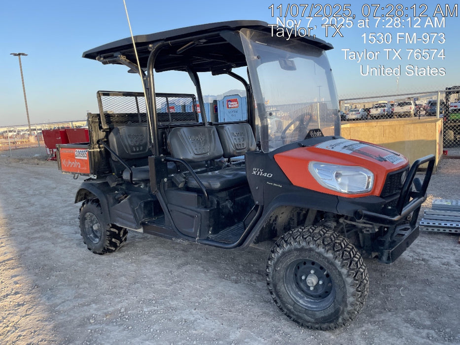 2022 Kubota RTV-X1140W-H Plastic Canopy, Windshield Acrylic Clear, LED Strobe Light, Wire Harness Kit, Back up Alarm