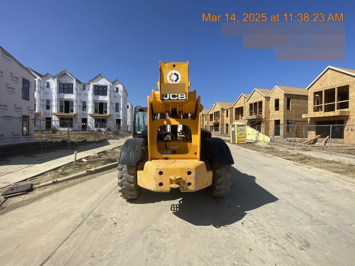 2019 JCB 510-56 74 HP w/Open ROPS, Beacon, Aux Hydraulics, Worklights, Solid Tires w/60" Carriage/Forks
