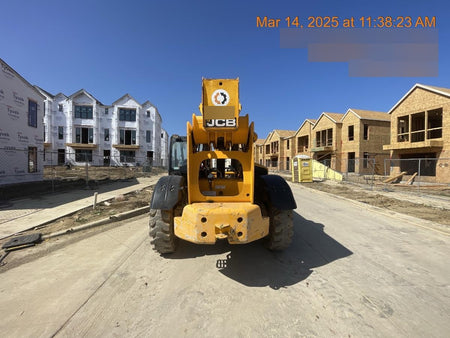 2019 JCB 510-56 74 HP w/Open ROPS, Beacon, Aux Hydraulics, Worklights, Solid Tires w/60" Carriage/Forks