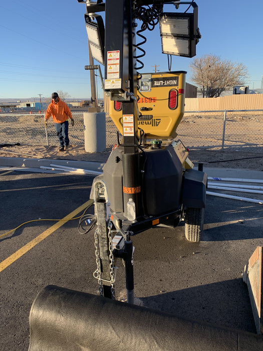 2021 Allmand NLV3GR (4) LED Light Fixture 350W, 23' Vertical Mast, 3kW Prime, Towable, Deep Sea L401, Leveling Jacks, Yanmar T4F 5.8hp