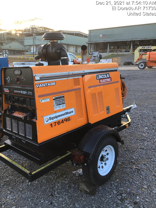 2021 Lincoln Electric Vantage 549X Ready Pak 3, ORANGE (includes trailer, cable rack, fender light kit)