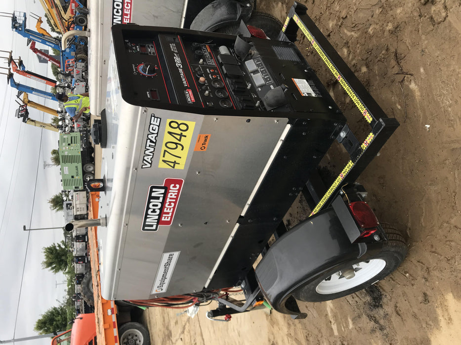 2019 Lincoln Electric Vantage 322 Ready-Pak 3, Two Wheel Trailer, Fender and Light Kit, Cable Rack