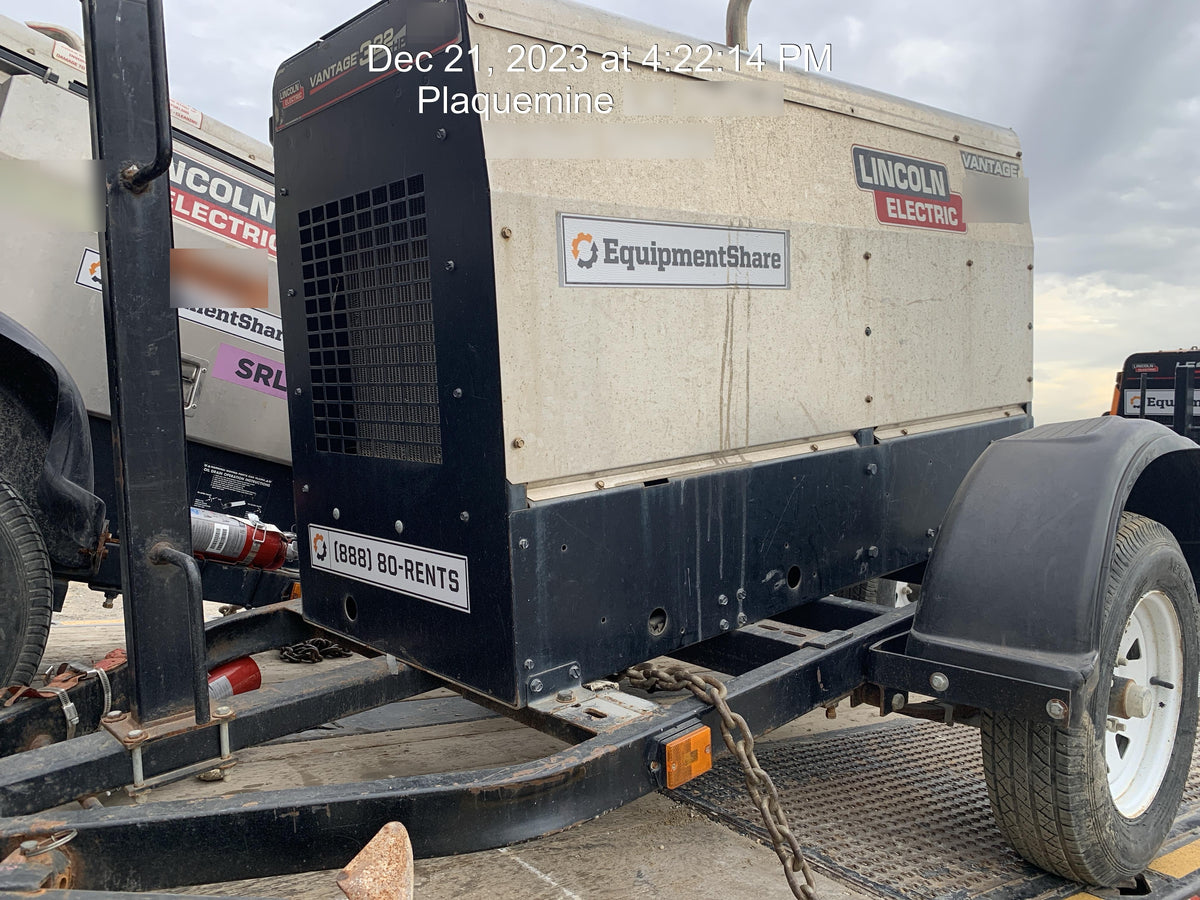2019 Lincoln Electric Vantage 322 Ready-Pak 3, Two Wheel Trailer, Fender and Light Kit, Cable Rack
